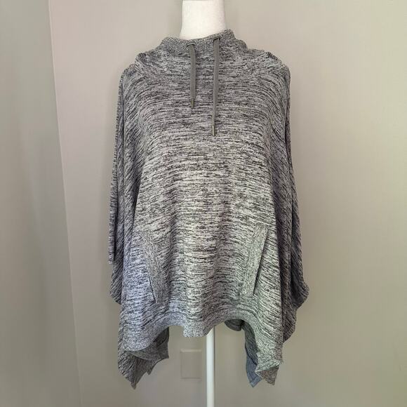 Athleta heather gray knit hooded poncho size M - Picture 2 of 8